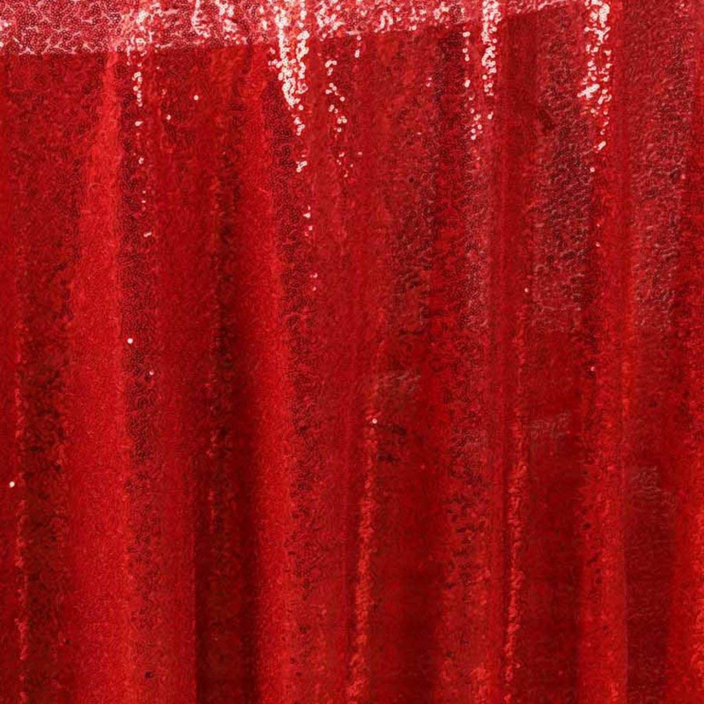 Balsacircle 120-Inch Red Sequin Round Tablecloth For Wedding Party Cake Dessert Events Table Linens